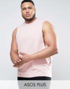 Asos Plus Sleeveless T-shirt With Dropped Armhole In Pink - Pink