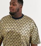 Asos Design Plus Oversized T-shirt In All Over Deco Style Gold Foil Print