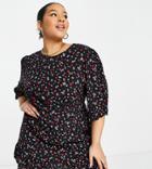 Nobody's Child Plus Serena Ditsy Floral Mini Dress In Black