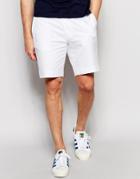 Asos Slim Smart Shorts In White Washed Cotton - White