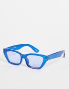 Asos Design Cat Eye Sunglasses In Blue - Mblue
