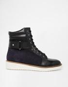 Asos Azel Suede Mix Sneaker Ankle Boots - Black/navy Mix