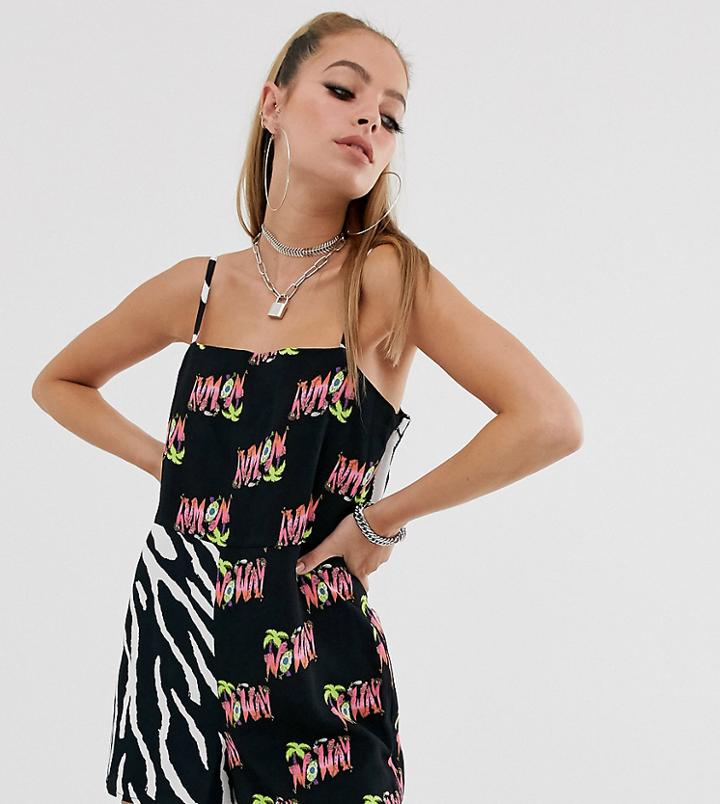 Collusion Petite Mixed Print Romper-multi