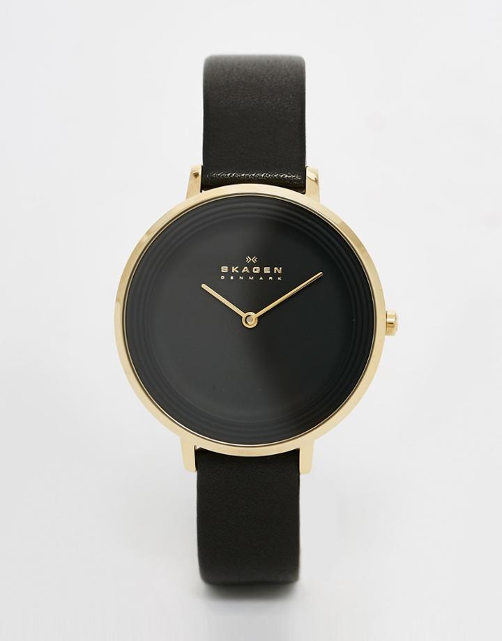 Skagen All Black Leather Skw2286 Watch - Black