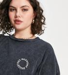 Asos Weekend Collective Curve Coordinating Oversized T-shirt With Gloss Print Logo In Charcoal-grey