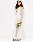 Fame And Partners Bridal Laced Heaven Maxi Dress With Split - Parchment White