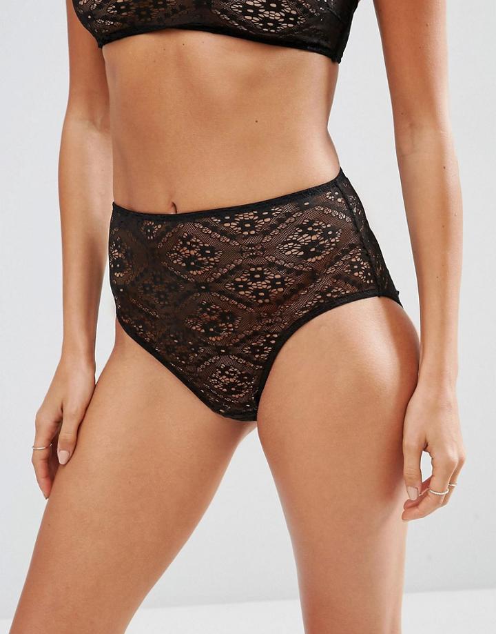 Asos Cute Lace High Waisted Pant - Black