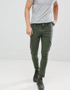 Asos Design Super Skinny Jeans In Green With Cargo Pockets - Green