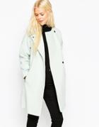 Asos Coat In Trapeze In Waterfall Front - Mint