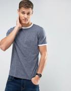 New Look Ringer T-shirt In Blue Marl - Blue