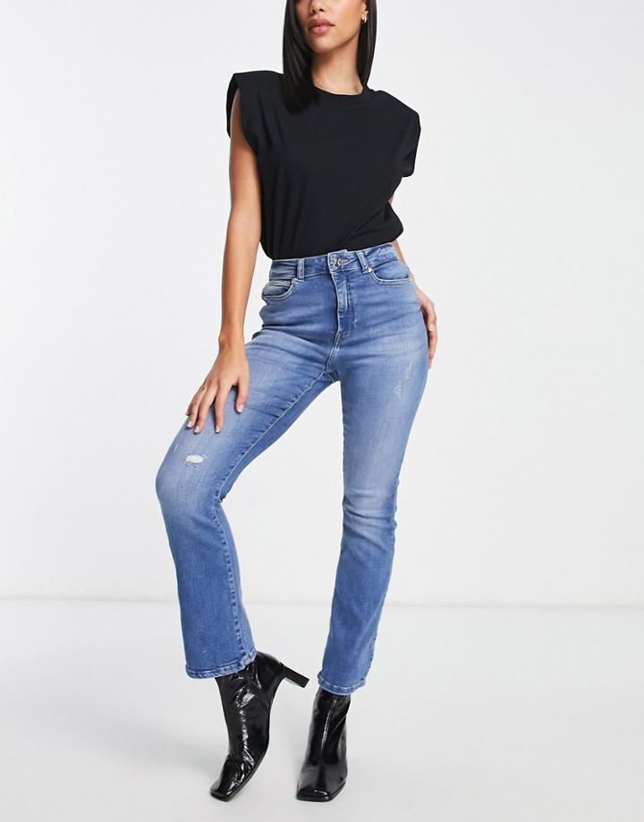 Only Charlie Ankle Kick Flare Jeans In Blue