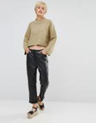 Weekday Press Pack Leather Pants - Black