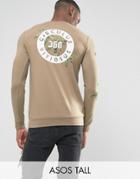 Asos Tall Muscle Sweatshirt With Printed Back & Sleeves - Beige