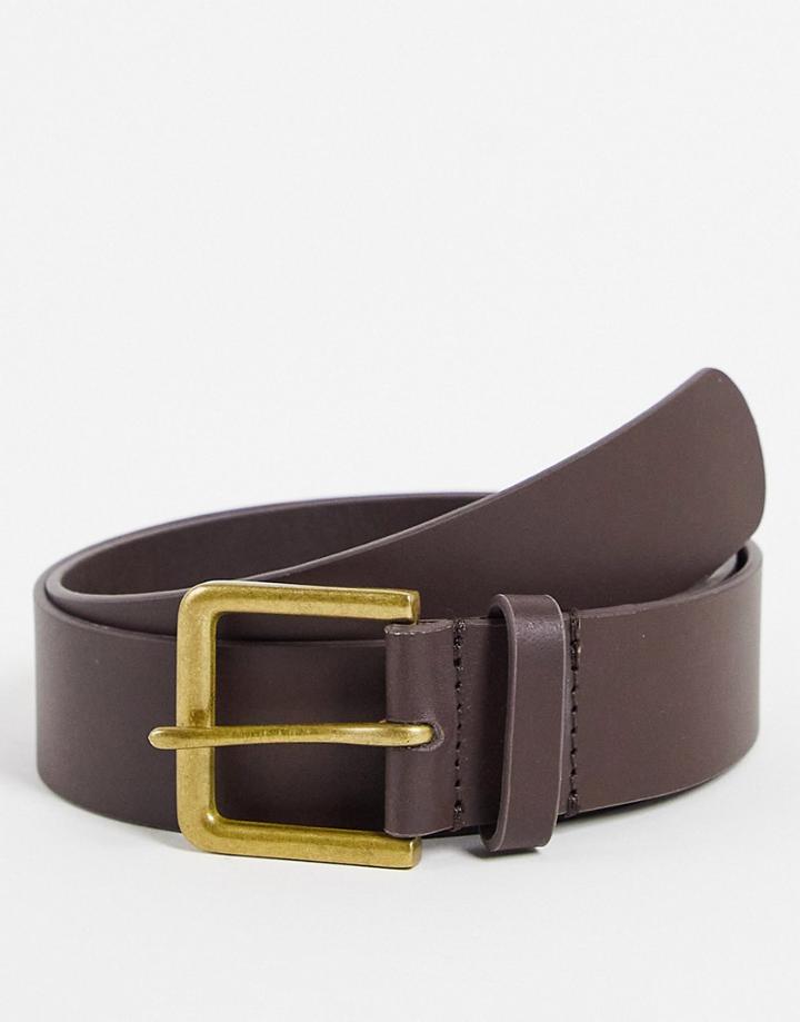 Asos Design Wide Leather Belt In Brown-black
