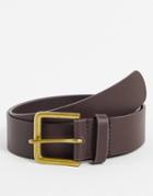 Asos Design Wide Leather Belt In Brown-black