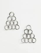 Asos Design Earrings With Open Circle Links In Triangle Shape In Silver - Silver