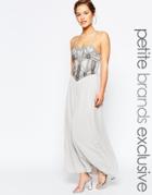 Maya Petite Embellished Bodice Bandeau Maxi Dress - Gray