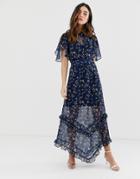 Keepsake Daybreak Floral Midaxi Dress - Blue