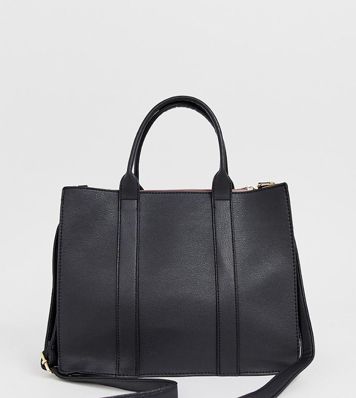 Oasis Tote Bag With Cross Body Strap In Black - Black