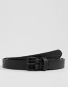 Asos Skinny Black Belt With Texture - Black