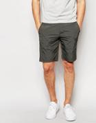 Asos Slim Chino Shorts In Nylon In Dark Khaki - Dark Khaki