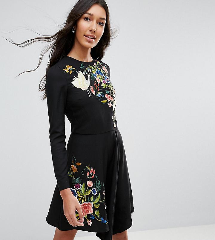 Asos Tall Embroidered Mini Dress - Multi