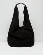 Asos Suede Slouch Shoulder Bag - Black