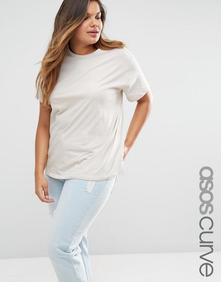 Asos Curve Linen Look Oversized T-shirt - Gray
