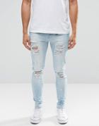 Always Rare Distressed Extreme Super Skinny Jeans - Blue