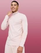 Asos 4505 Muscle Long Sleeve T-shirt With Roll Neck-pink