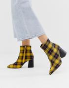 Miss Selfridge Pointed Heeled Boots In Check - Multi