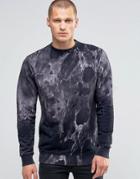 Religion Sweatshirt With All Over Marble Print - Black