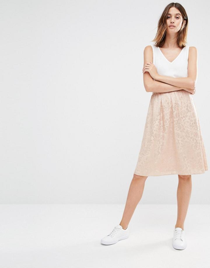 Vila Textured Midi Skirt - Blush