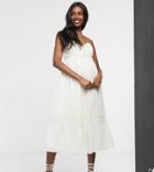 Asos Design Maternity Button Through Lace Insert Cami Midi Dress In Ivory-white