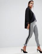 Asos Design Check Leggings With Ruffle Hem And Velvet Side Tape - Multi