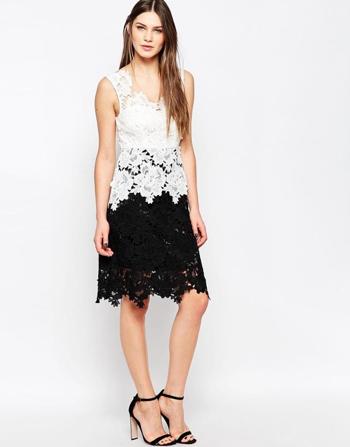Studio 75 Roseali Lace Two Tone Dress - Black
