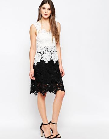 Studio 75 Roseali Lace Two Tone Dress - Black