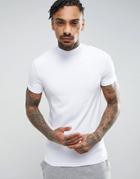Asos Muscle Fit T-shirt With Turtleneck - White
