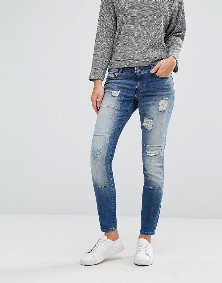 Noisy May Eve Slim Patch Jeans 30 - Blue