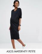 Asos Maternity Petite Kimono Sleeve T-shirt Midi Dress - Black