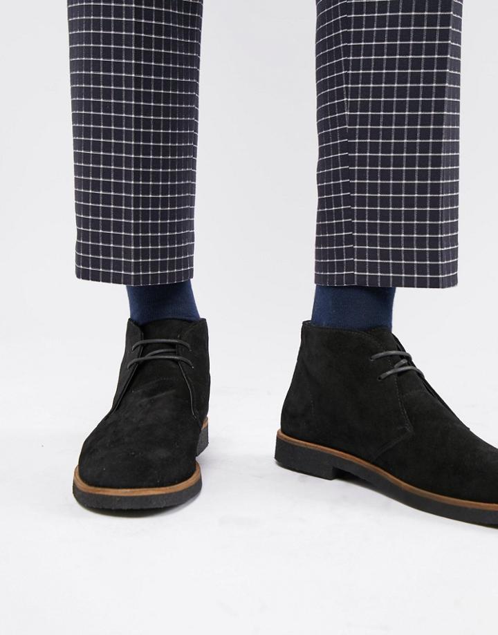 Walk London Hornchurch Chukka Boots In Black Suede