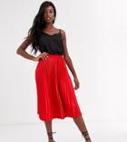 Outrageous Fortune Tall Leated Midi Skirt With Contrast Waistband In Red