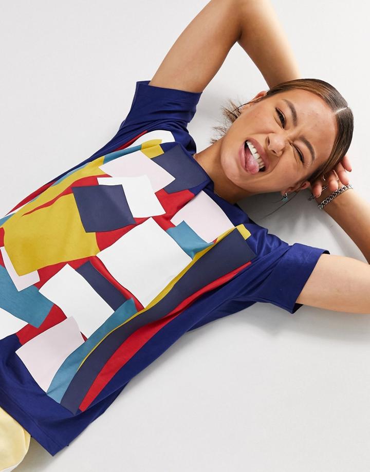 Lacoste Graphic Print Jersey T-shirt In Blue-blues