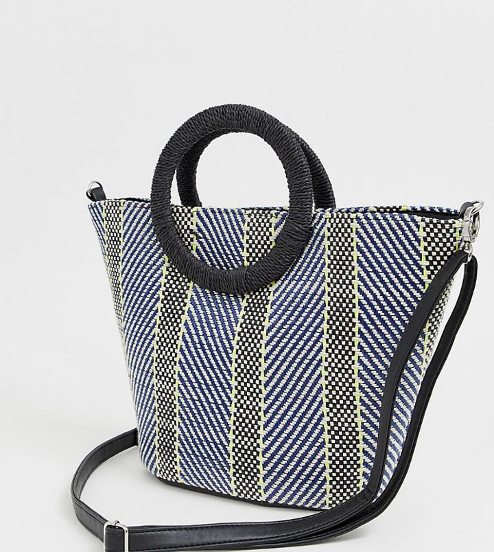 New Look Neon Weave Tote Bag In Blue Pattern - Blue