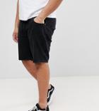 Asos Plus Denim Shorts In Slim Black - Black