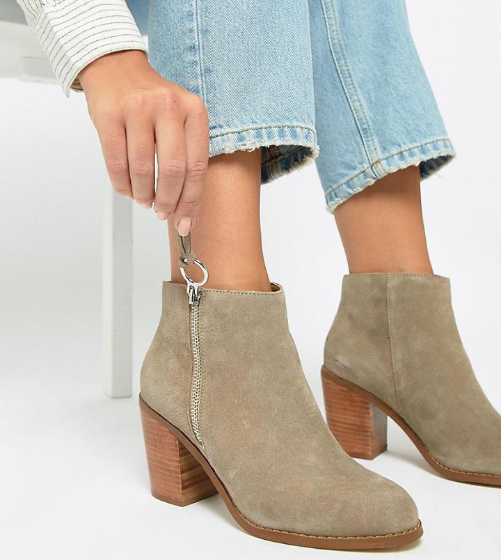 Asos Design Wide Fit Explorer Suede Ankle Boots - Beige