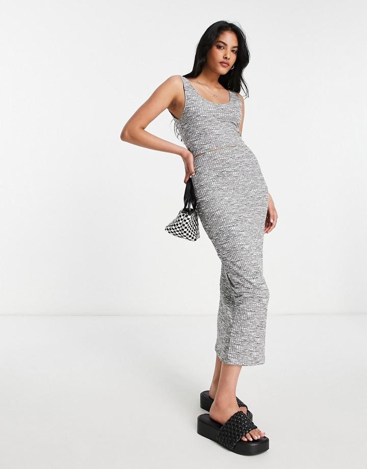 Topshop Space Dye Cut-out Midi Dress In Mono-multi