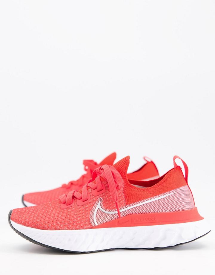 Nike Running React Infinity Run Flyknit Sneakers In Red And Silver