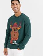 Jack & Jones Holidays Reindeer Sweatshirt-green