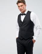 Farah Skinny Tuxedo Double Breasted Suit Vest - Black